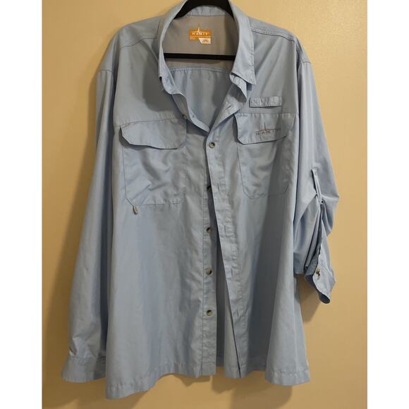 Habit Shirt L Fishing Hunting Long Sleeve Button Vented UPF 30 Blue Sz 2XL - Picture 1 of 5